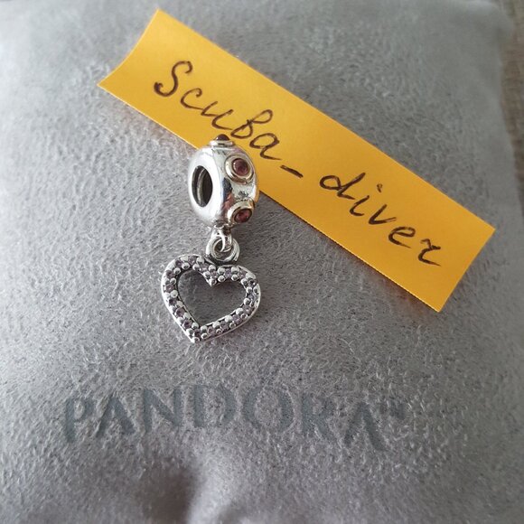 RARE 14k Gold Be My Valentine Rhodolite Heart Dangle Charm Pandora Retired - Picture 3 of 6